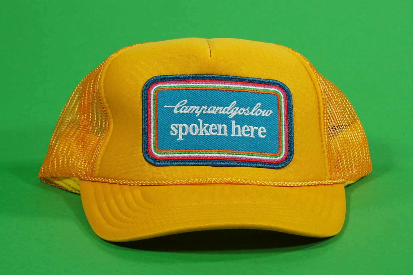 Camp and Go Slow Trucker Cap, Yellow