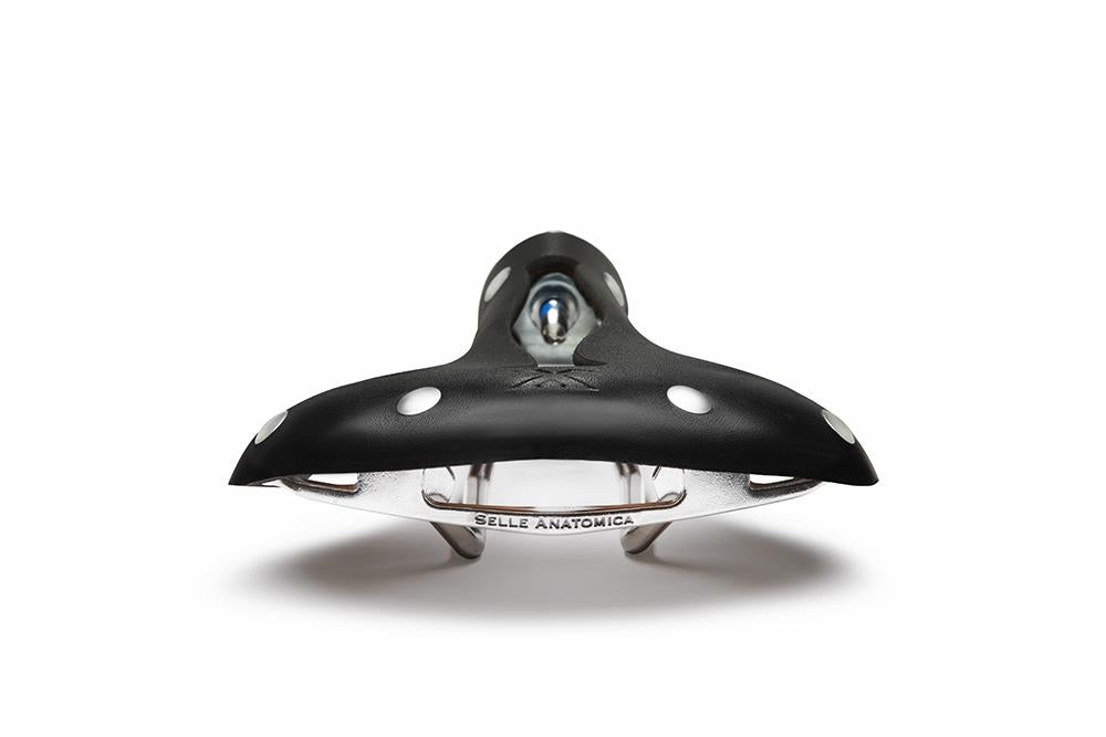 X2 Touring Saddle, Black Leather, Silver Rivets